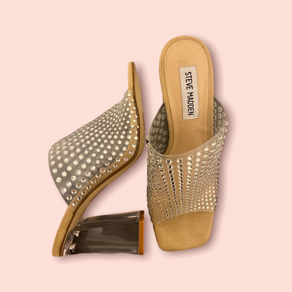 Steve Madden Rhinestone Embellished Block Heels